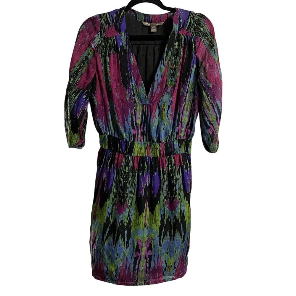 Charlie Jade 100% Silk Kaleidescope Watercolor Print Dress Women's Size M